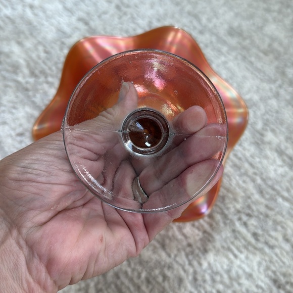 Vintage Fenton Glass Grape Cable Marigold Carnival Glass Compote Ruffled Bowl - Picture 5 of 8